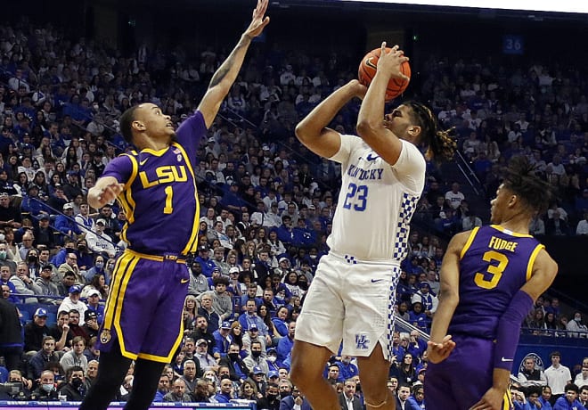 Freshman forward Bryce Hopkins scored a career-high 13 points coming off the Kentucky bench on Wednesday in a 71-66 win over LSU.