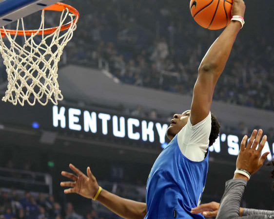 Kentucky freshman Adou Thiero went hard to the rim during last week's scrimmage at Big Blue Madness.