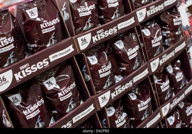 Hershey's kisses on display at a Costco Wholesale Warehouse Club. Stock Photo